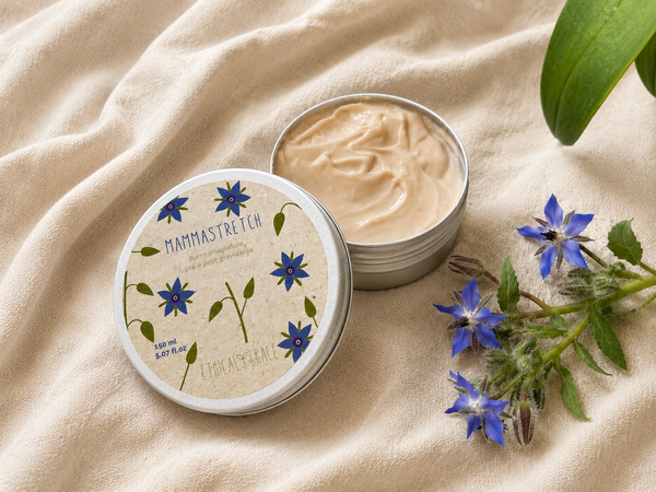MammaStretch burro anti-smagliature gravidanza con oli vegetali borragine mandorla lino oliva attivati enzimaticamente Ethical Grace colline torinesi